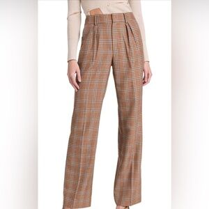 PAIGE Avedon Plaid Wide Leg Trousers